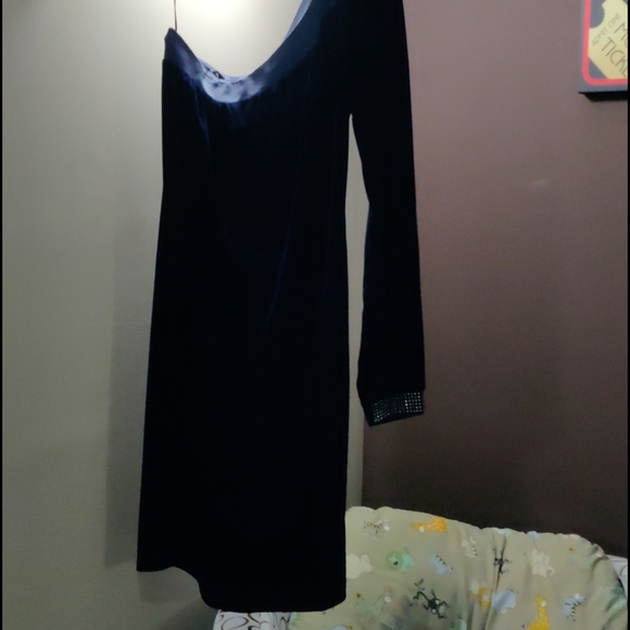 Blue velvet dress - Picture 3 of 4